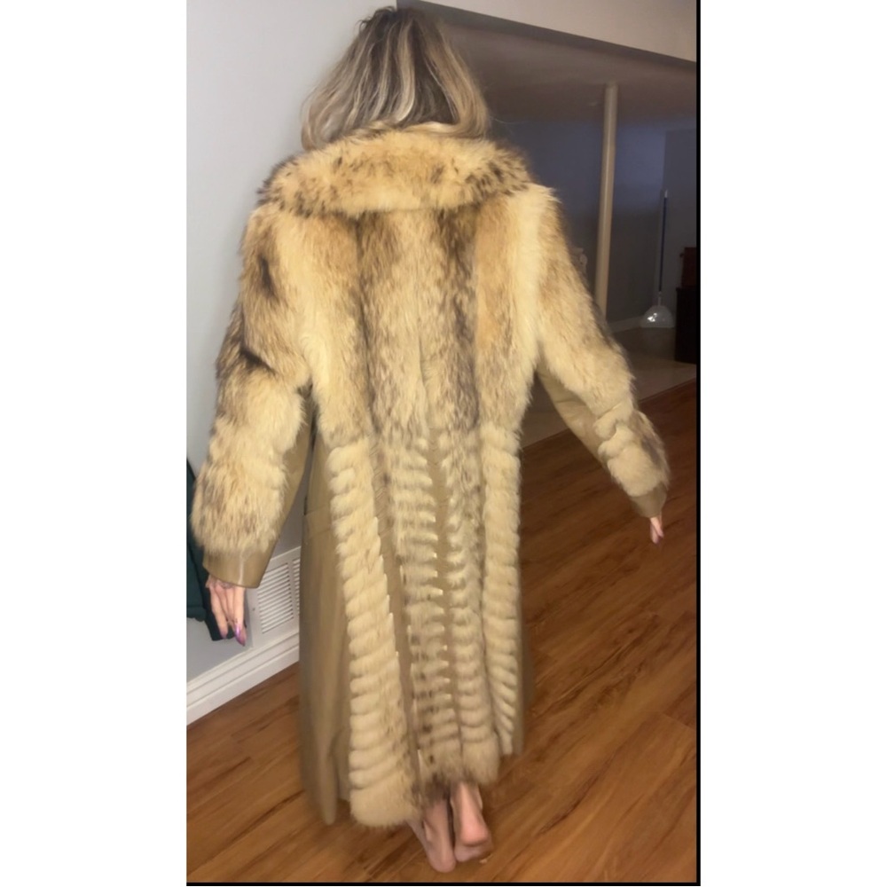 Weiss Furs Long Natural Brown & Cream Full-Length Fur Coat - Picture 2 of 4